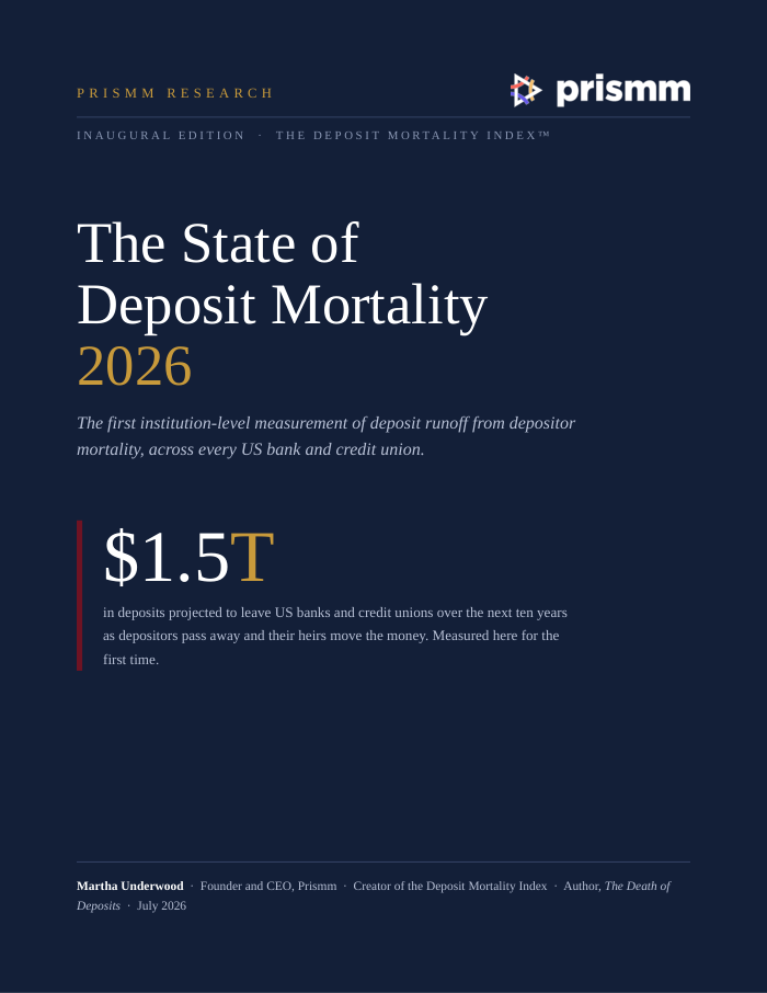 Cover of The State of Deposit Mortality 2026, the inaugural Prismm study